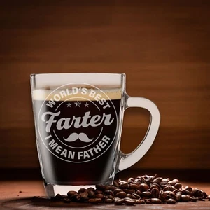 Taza de café y posavasos de vidrio personalizada Best Farter I Mean Father regalo para papá - Imagen 1 de 17