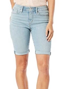Women's Levi Strauss Mid-Rise Bermuda Shorts-(Crystal Star)sz10-w30"-light denim - Picture 1 of 11