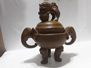 AMAZING VINTAGE ASIAN CARVED STONE CENSOR, INCENSE BURNER 8 x 7 x 4 INCHES - Picture 1 of 18