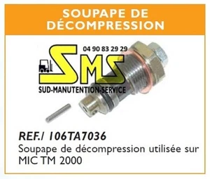 CLAPET SOUPAPE DE DECOMPRESSION TIGE TRANSPALETTE MANUEL JUNGHEINRICH AM 2000 - Picture 1 of 1