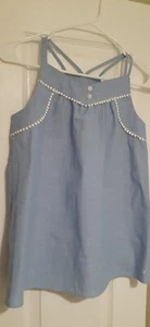 - L@@K- Girls Blue Denim Look Sleeveless Nautica Shirt White Trim Sz 12 Cute! - - Picture 1 of 4