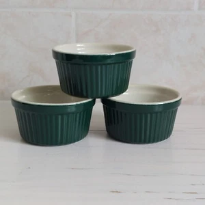 Chasseur Ramekin X3 Green Porcelain Souffle Pot Dish Oven To Table D 8.5cm - Picture 1 of 14