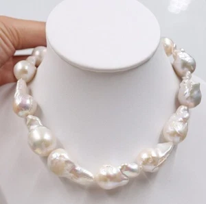 CLASSIC Big 23 mm South sea White Weird Baroque Pearl Necklace 18inch - Picture 1 of 4