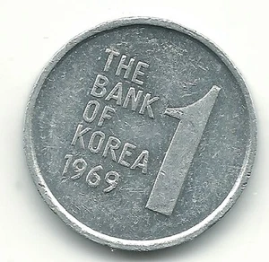 A VINTAGE HIGH GRADE XF 1969 SOUTH KOREA 1 WON COIN-MAY893 - Picture 1 of 1