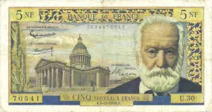 BANQUE DE FRANCE 5 NEW NOUVEAU FRANCS - 3 DEC 1959 - SCARCE DATE - TTB - Picture 1 of 2