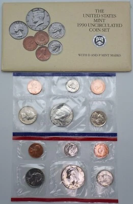 1990 - P&D Uncirculated US Mint Coin Set in OGP - Image 1 of 4