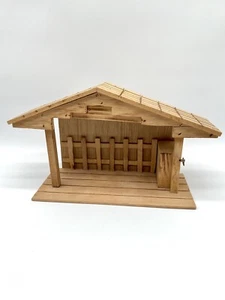 Vintage Wood Music Box Creche Nativity Stable Holiday Christmas Away in a Manger - Picture 1 of 11