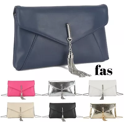 FASHIONATORS Damen Clutch Tasche Designer Kunstleder Uni Umschlag Hochzeit Abend Handtaschen
