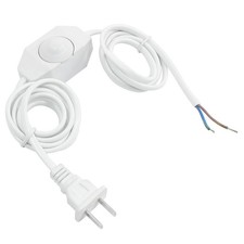 White Lamp Power Cord w Dimmer Switch AC 250V/110V US Plug Z2N8