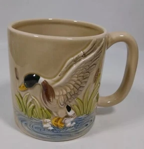 Otagiri Japan Landing Mallard Mug Coffee Hand painted Cattails Vintage Marshland - Picture 1 of 9