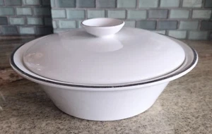 White English Ironstone Silver Elegance Dish with Lid - Picture 1 of 7