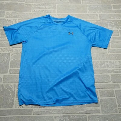 Camisa Under Armour Adulto L Azul Neón Manga Corta Poliéster HeatGear Atlética Foto 1 de 4