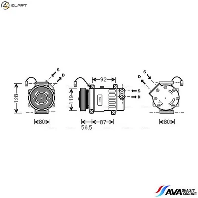 COMPRESSOR AIR CONDITIONING PEAK036 FOR PEUGEOT FIAT SCUDO/Van/Bus ULYSSE 1.7L - Image 1 of 4