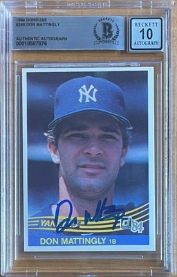 Donruss Rookie #248 Bas BGS 1984 firmado por Don Mattingly autógrafo automático grado 10 Foto 1 de 2