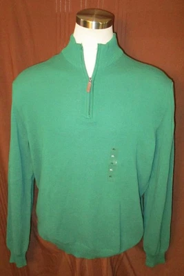 Suéter Club Room Hombre Manga Larga 1/4 Cremallera, Verde Abeto, Algodón, Talla XL, Nuevo Foto 1 de 4