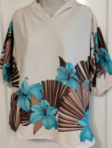 Vintage Hibiscus Blouse Top Womens Medium Sears - Picture 1 of 10