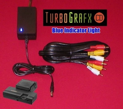 Adaptador de CA de 11 V con cable LED y AV dorado para estación de acoplamiento Turbo Grafx 16 CD NUEVO Foto 1 de 4