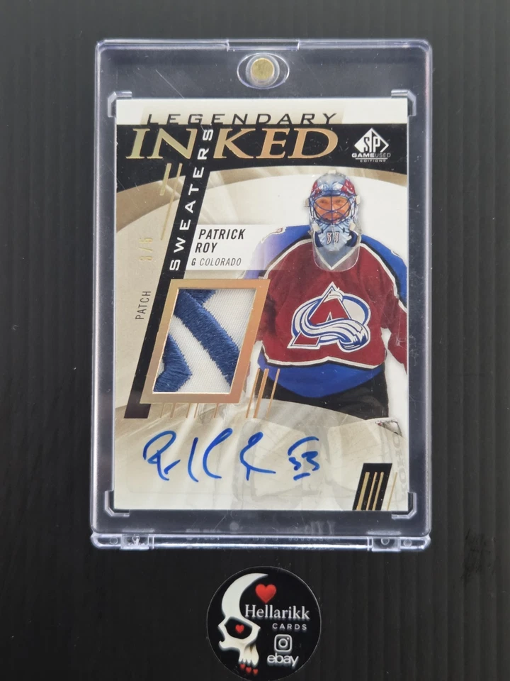 Patrick Roy 2020-21/5 suéteres entintados Legendary Auto Patch IS-PR Colorado UD Foto 1 de 2