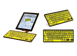 Large Print Black on Yellow Bluetooth Mini Keyboard for iPads, Tablets & Phones - Picture 1 of 1