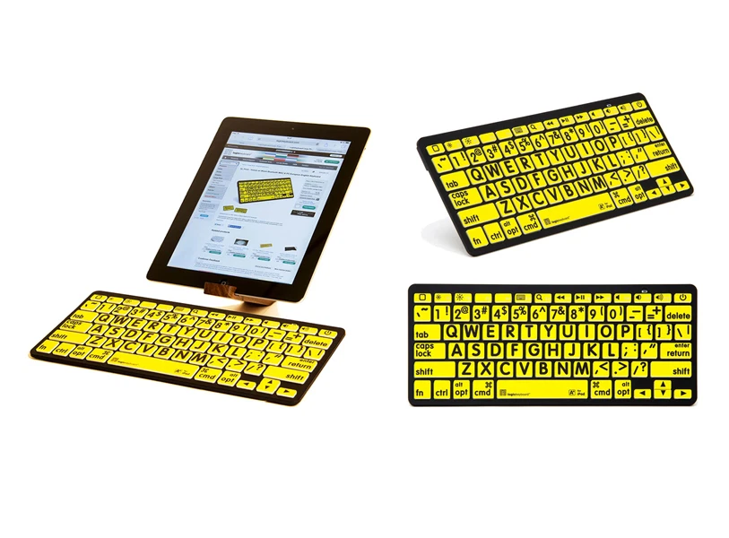 Large Print Black on Yellow Bluetooth Mini Keyboard for iPads, Tablets & Phones - Image 1 of 1