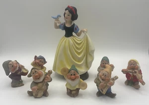 Walt Disney Blancanieves y los siete enanitos musical 8 piezas cerámica conjunto vintage - Imagen 1 de 23
