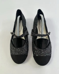 Chanel Glitter Grosgrain Cap Toe Mary Jane Flats Gray Size 38 EU - Picture 1 of 8