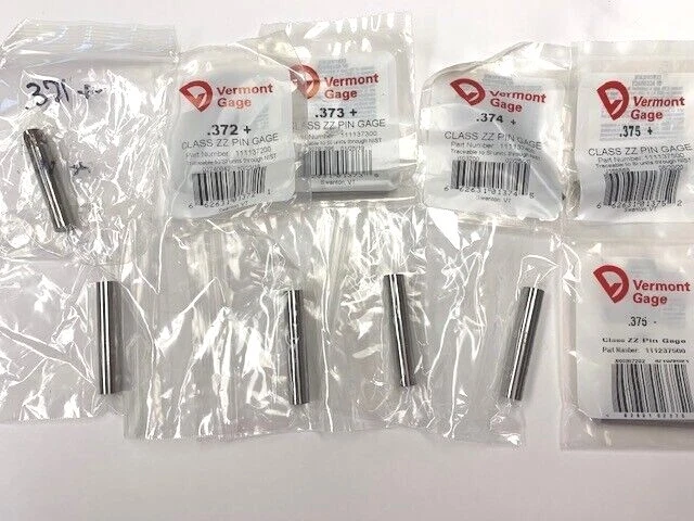 VERMONT GAGE PIN GAGE CHOOSE SIZES .371 .372 .373 .374 .375 + OR - PLUS MINUS