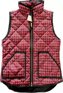 J.CREW NUEVO Ligero Acolchado Abajo Excursión Guinga Checker Negro Rojo M - Imagen 1 de 4