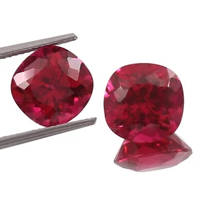 AAA Natural Blood Red Mozambique Ruby Loose Cushion Gemstone Cut Pair 10x10 MM - Picture 1 of 4