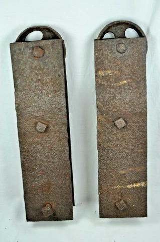 Vintage Antique Pair Sliding Barn Door Hardware Rollers~10" x 2 1/2"~Rustic Farm Cover