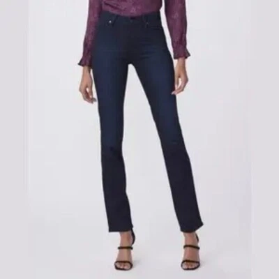 Paige Hoxton straight leg jeans Lana dark blue wash high rise stretch new 24 - Image 1 of 4