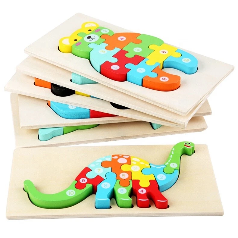 Montessori Kid's Educational 3D Wooden Jigsaw Puzzle Toys For Toddler & Children - Image 1 of 4