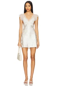 For Love and Lemons Audrey Mini Cream Slip Dress NWT XS - Picture 1 of 9