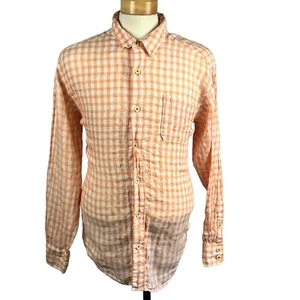 Tommy Bahama Men's Orange Plaid Point Collar Long Sleeve Button Up Size Large - Picture 1 of 22