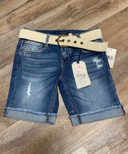 Vanilla Star Bermuda Denim Jean Shorts Distressed-Girls Size 10-NWT - Picture 1 of 2
