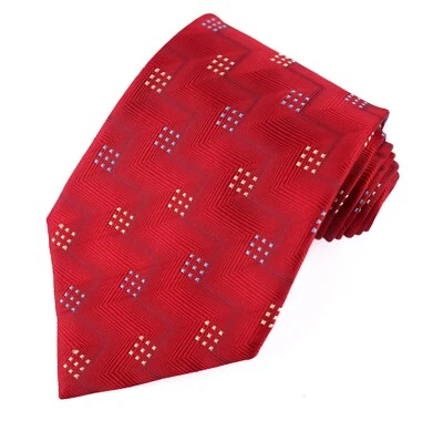 Corbata para hombre Joseph & Feiss borgoña geométrica 100 % seda 58" L 4" W Foto 1 de 4