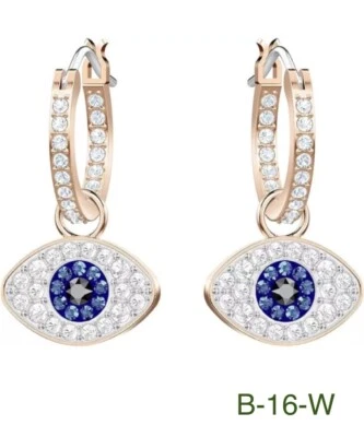 Pendientes perforados de aro SWAROVSKI unisex simbólicos mal de ojo, tono oro rosa 5425857 Foto 1 de 4