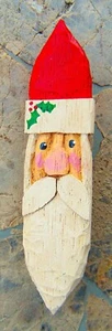 VINTAGE HANDMADE WOODEN SANTA BROOCH ~ ARTIST INITIALED & DATED 1992 ~ 4 1/4" - Picture 1 of 6
