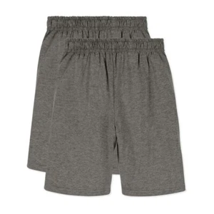 Hanes Active Short Boys S (6/7) Jersey Pocket Gray Pull-On 100% Cotton 2 Pack - Picture 1 of 3