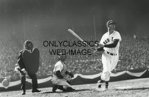 TED WILLIAMS SWING AT PLATE HOLDS BAT CATCHER-UMPIRE 11X17 PHOTO POSTER RED SOX Cover