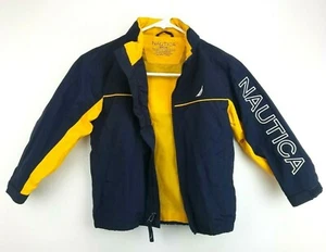 Vintage Nautica Kids S/C(4) Jacket Sailing Blue Yellow Full Zip Hood Spellout - Picture 1 of 5