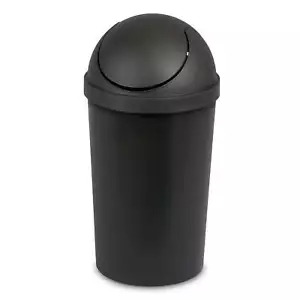 3 gal Plastic Round Swing Top Bathroom Trash Can, Black - Picture 1 of 14