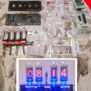 DIY KIT With Tubes Nixie Clock IN-14+IN3 RGB Backlight Alarm *PCB, Tubes, Parts* - Picture 1 of 12