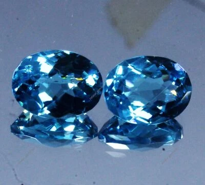 20 Ct+ NATURAL Santa Maria Blue Aquamarine Oval Certified Loose Gemstone Pair - Image 1 of 4