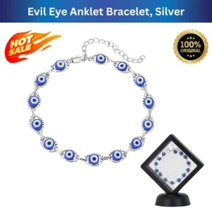 1x Evil Eye Anklet Bracelet, Silver Anklet Cute Evil Eye Summer Ankle Bracelets - Picture 1 of 5