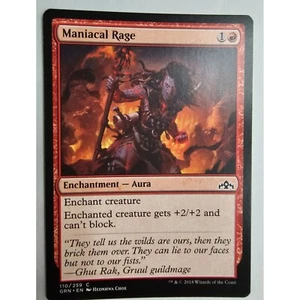 MTG Magic The Gathering Card Maniacal Rage Enchantment Aura Red Guilds Of Ravnic - Picture 1 of 2