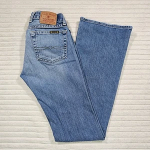 Lucky Brand Dungarees Jeans Womens 24 Blue Denim Flare leg Low Rise lil Maggie - Picture 1 of 14