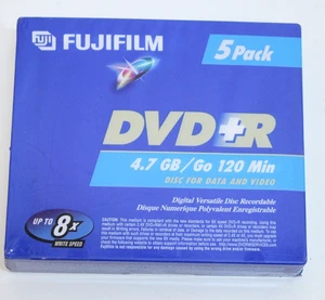 Fujifilm DVD-R 5 Pack 120 Min Blank Storage Media 4.7GB  Disc for Data Video NEW - Picture 1 of 3