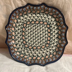 Unikat 42 Poland Scalloped Square Tray Plate 10" Anna Pasieriewicz Signed Mint - Picture 1 of 14