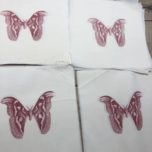 20  Quilt Squares Pre- Stamped Blocks 11” Square Moth/Butterfly. (Rose Color) - Picture 1 of 4